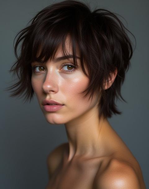 Textured medium length haircut