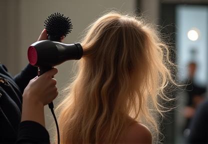 Woman getting a professional blowout