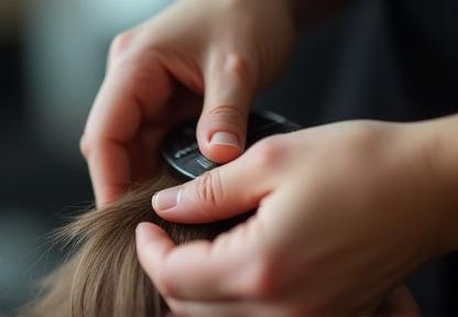 Woman getting a haircut